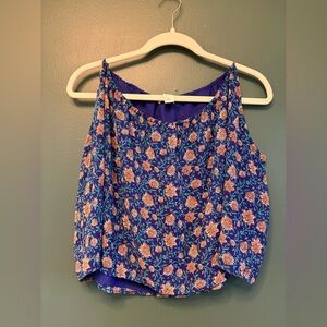 H&M Royal Blue Floral Camisole with Peach Blooms size 6